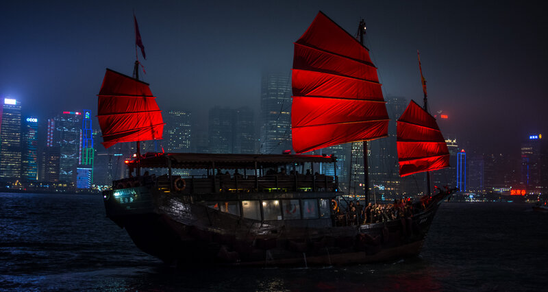 Traditional Junk Boat — Red