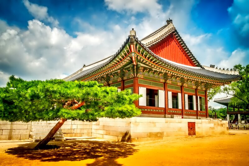 Traditional Korean Building — Blue