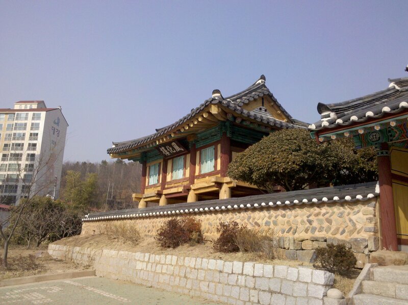 Traditional Korean building with modern apartment