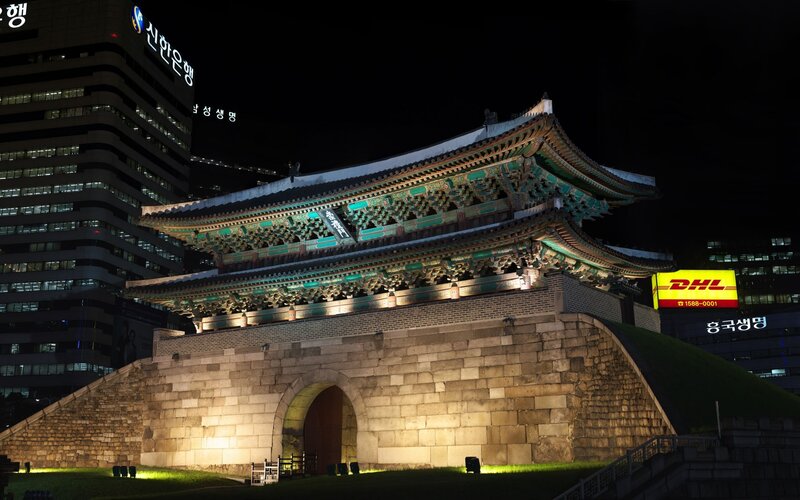 Traditional Korean Gate — Black, Dramatic