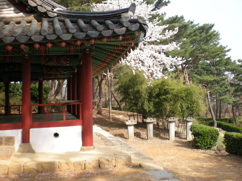 Traditional Korean pavilion in garden