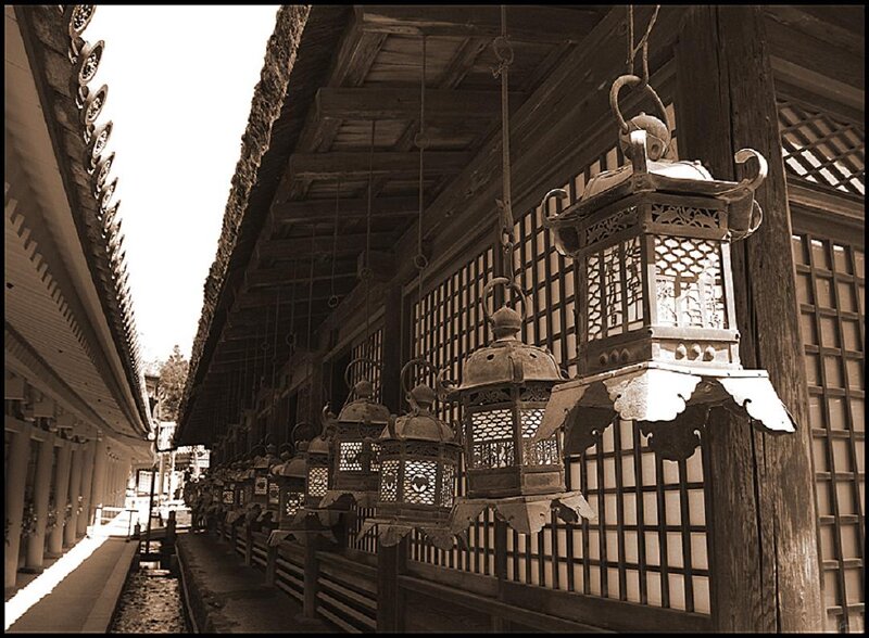 Traditional Lanterns on Porch