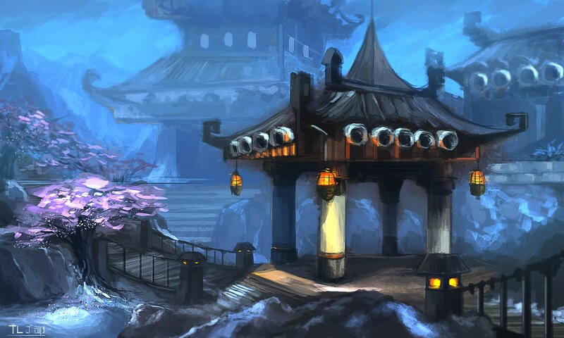 Traditional Pagoda at Night