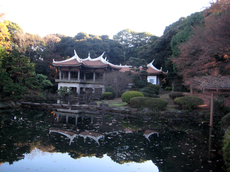 Traditional Pavilion by Pond — Green, Serene