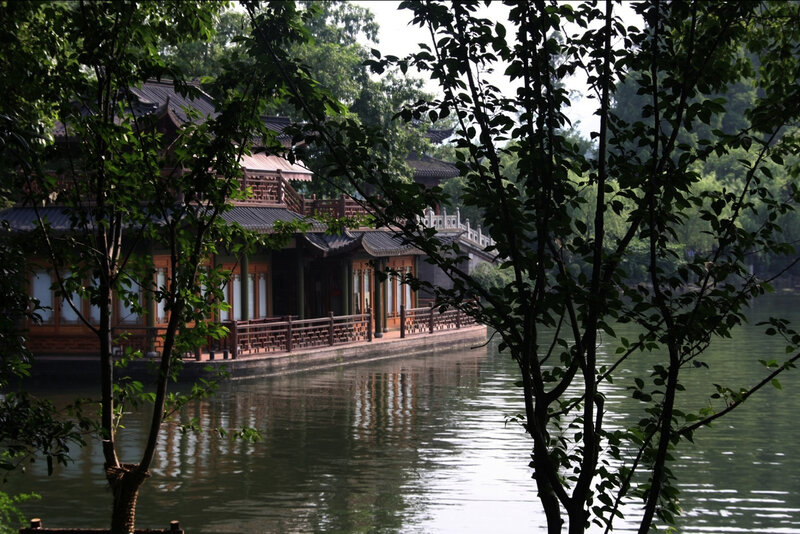 Traditional pavilion by the lake