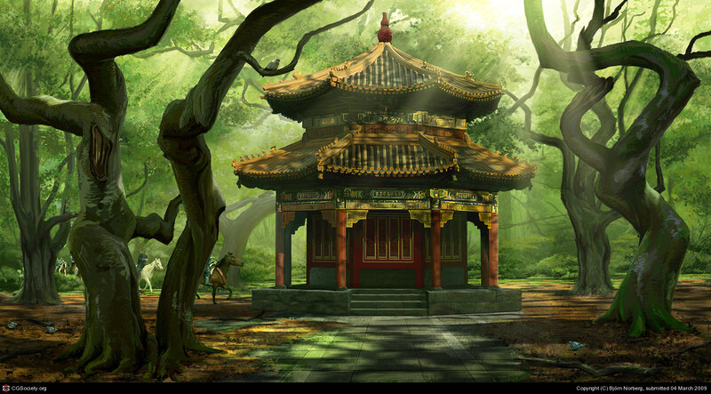 Traditional Pavilion in Forest