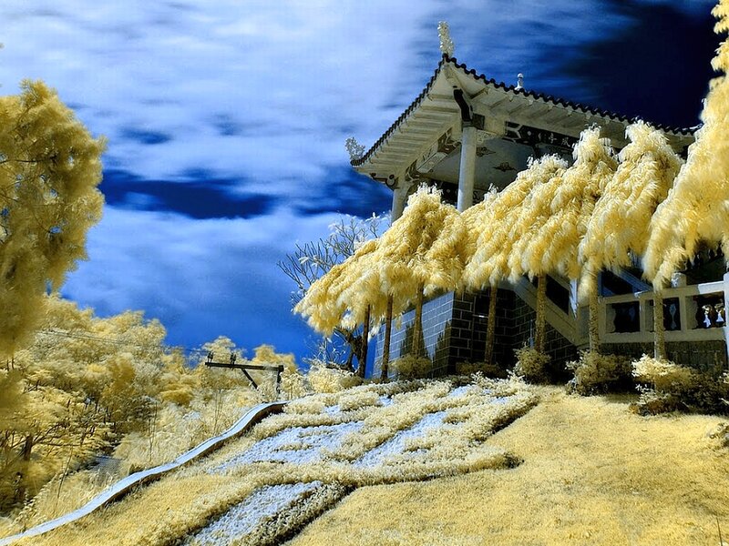 Traditional Pavilion in Garden — Blue