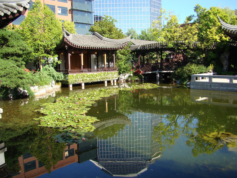 Traditional Pavilion in Garden — Green, Serene