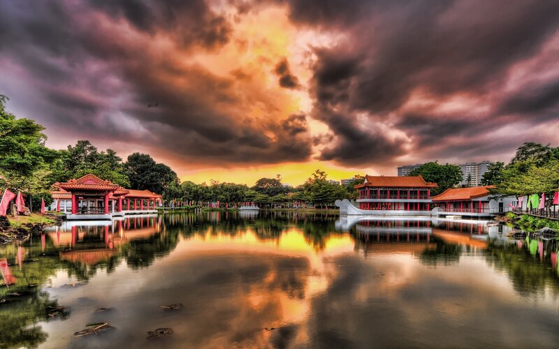 Traditional Pavilions on Lake