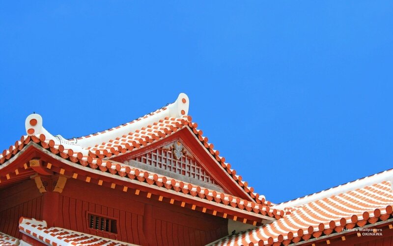 traditional roof against blue sky