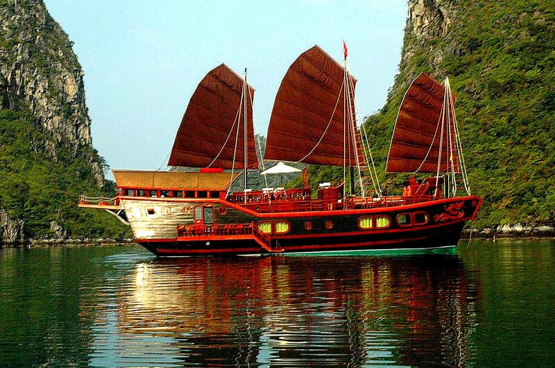 Traditional Sailboat in Bay