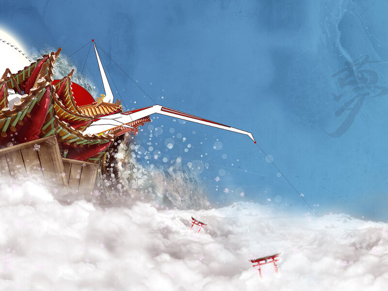 Traditional Ship in Clouds