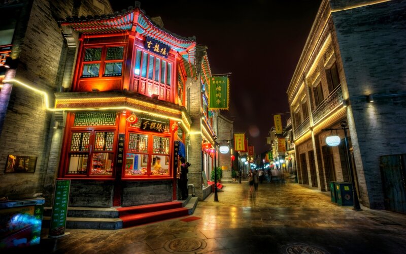 Traditional Street at Night