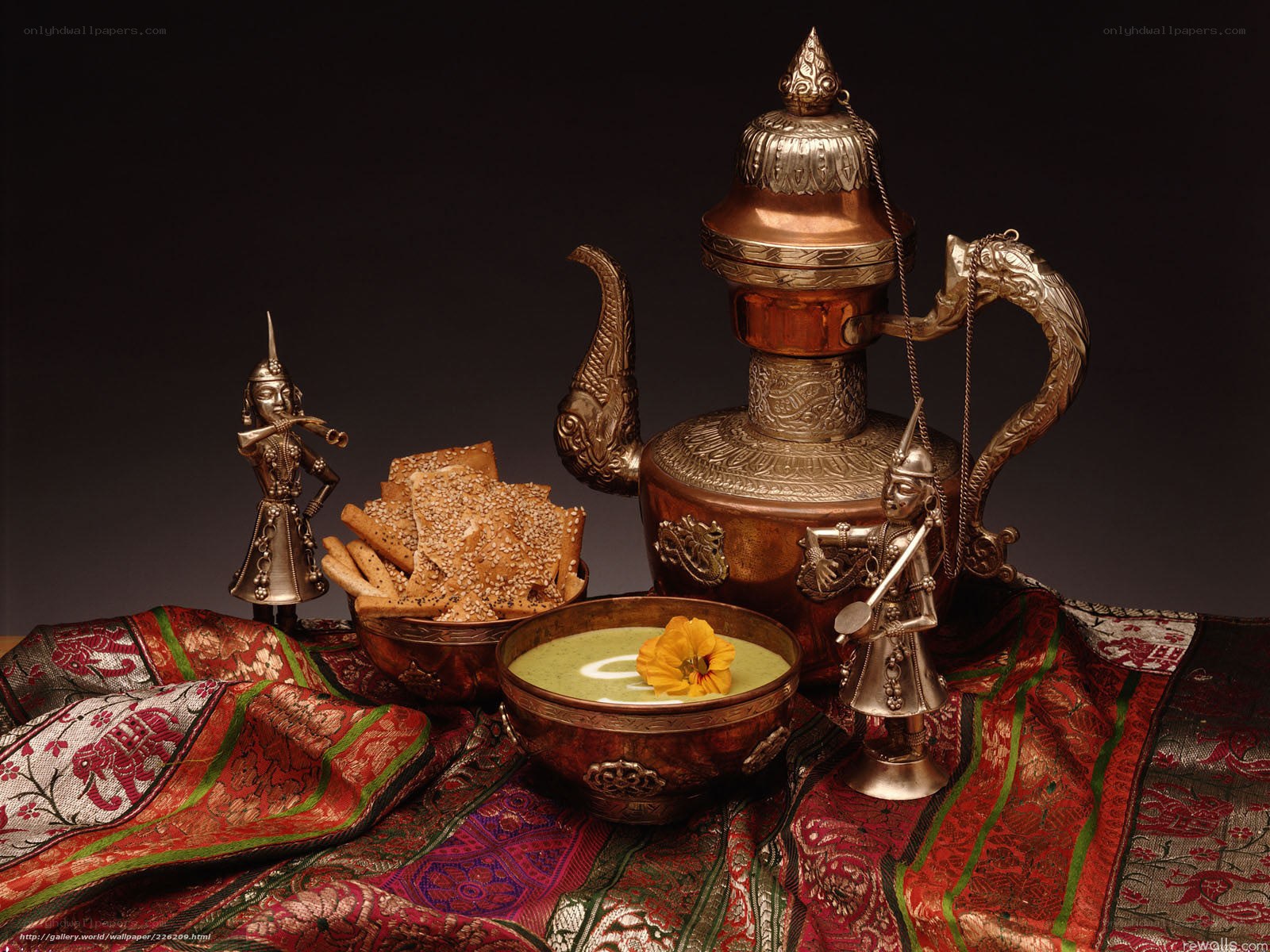 Traditional tea set with snacks