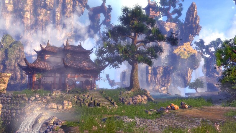 Traditional Temple in Mountains — Green