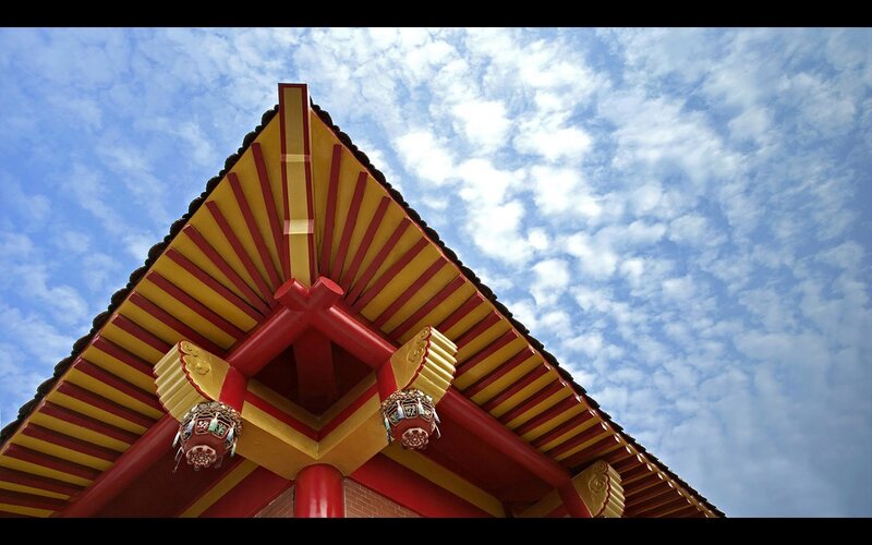 Traditional Temple Roof — Red