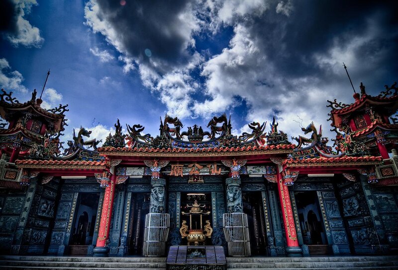 Traditional temple with ornate roof