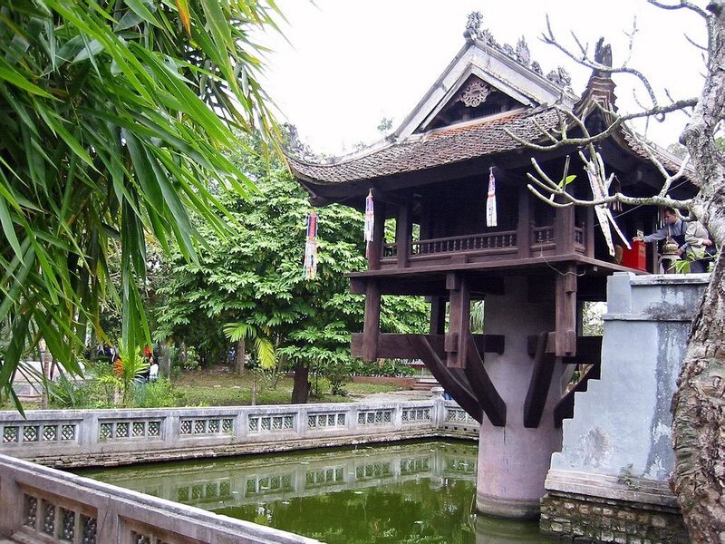 Traditional Vietnamese pavilion over water