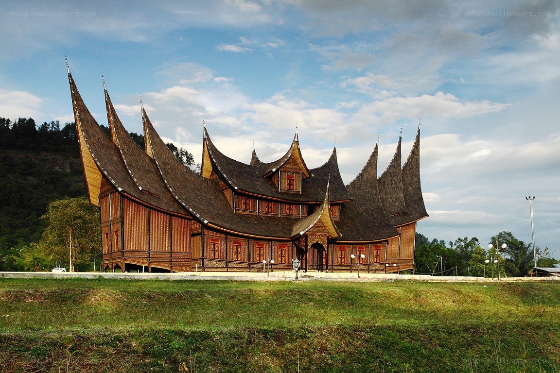 Traditional wooden building with multiple roofs