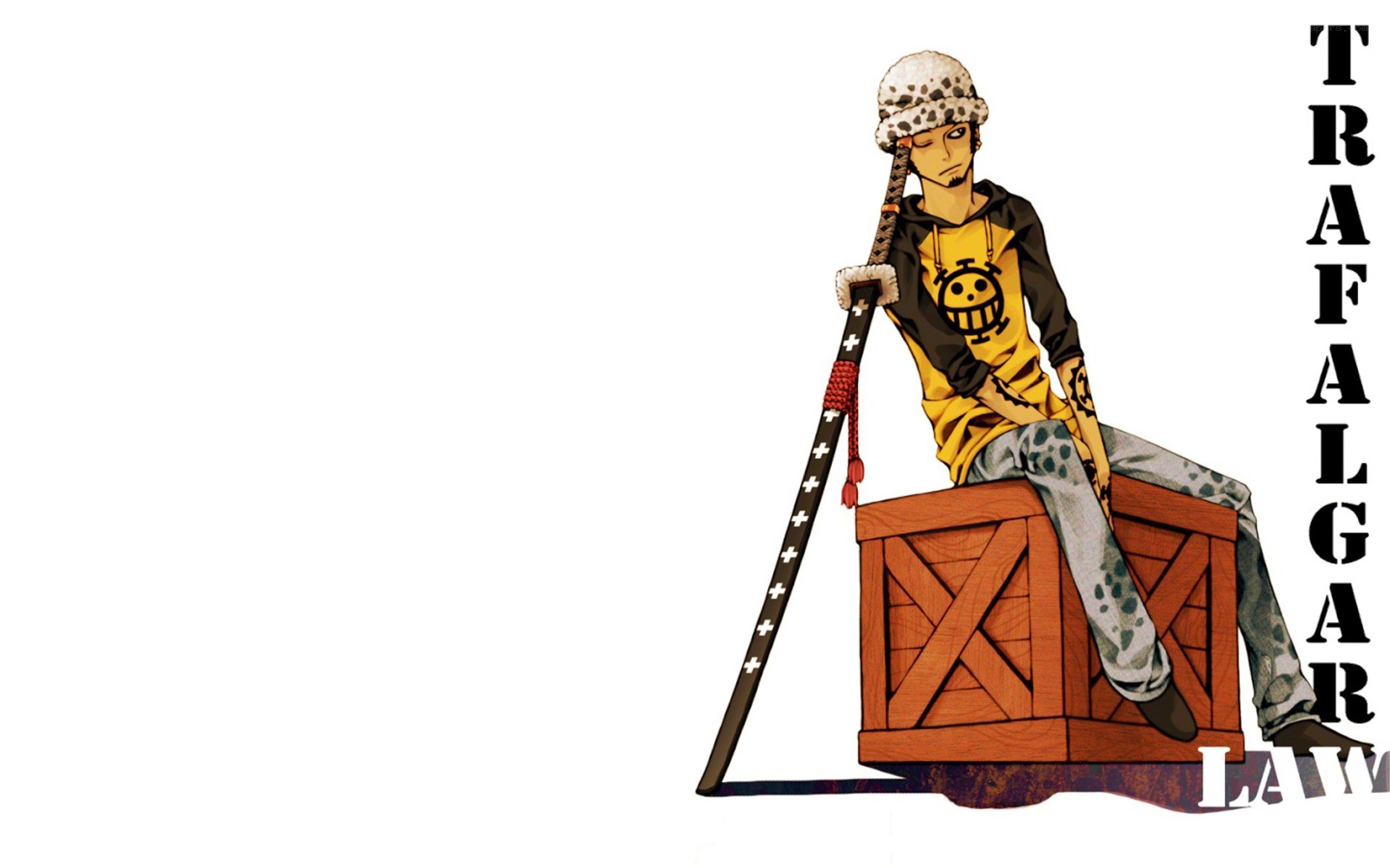 Trafalgar Law sitting on crate