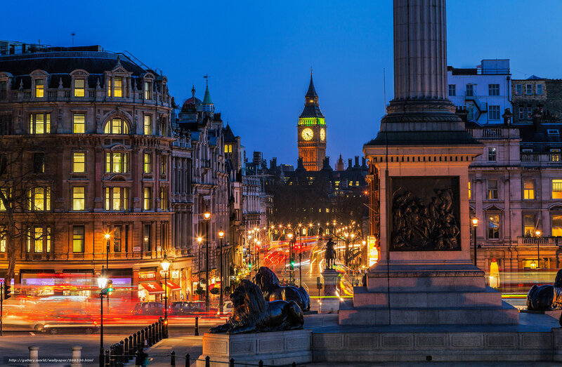 Trafalgar Square at Night — Blue