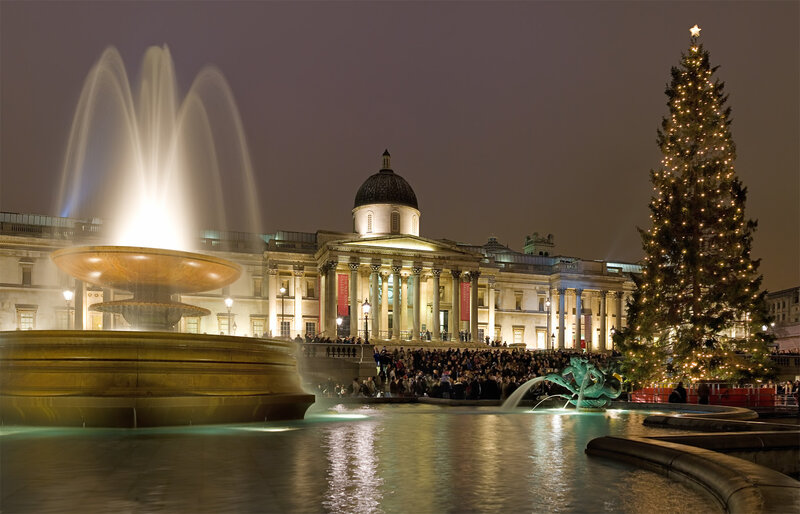 Trafalgar Square at Night — White