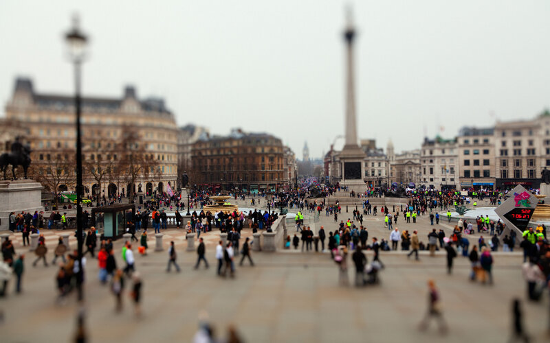 Trafalgar Square Crowd — Gray