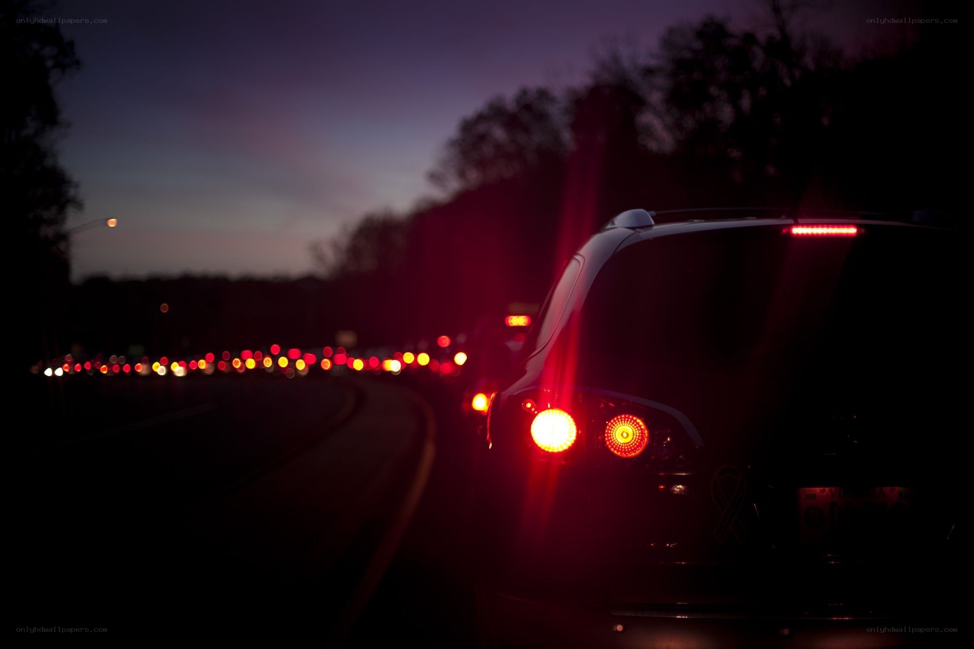 traffic at dusk on a highway