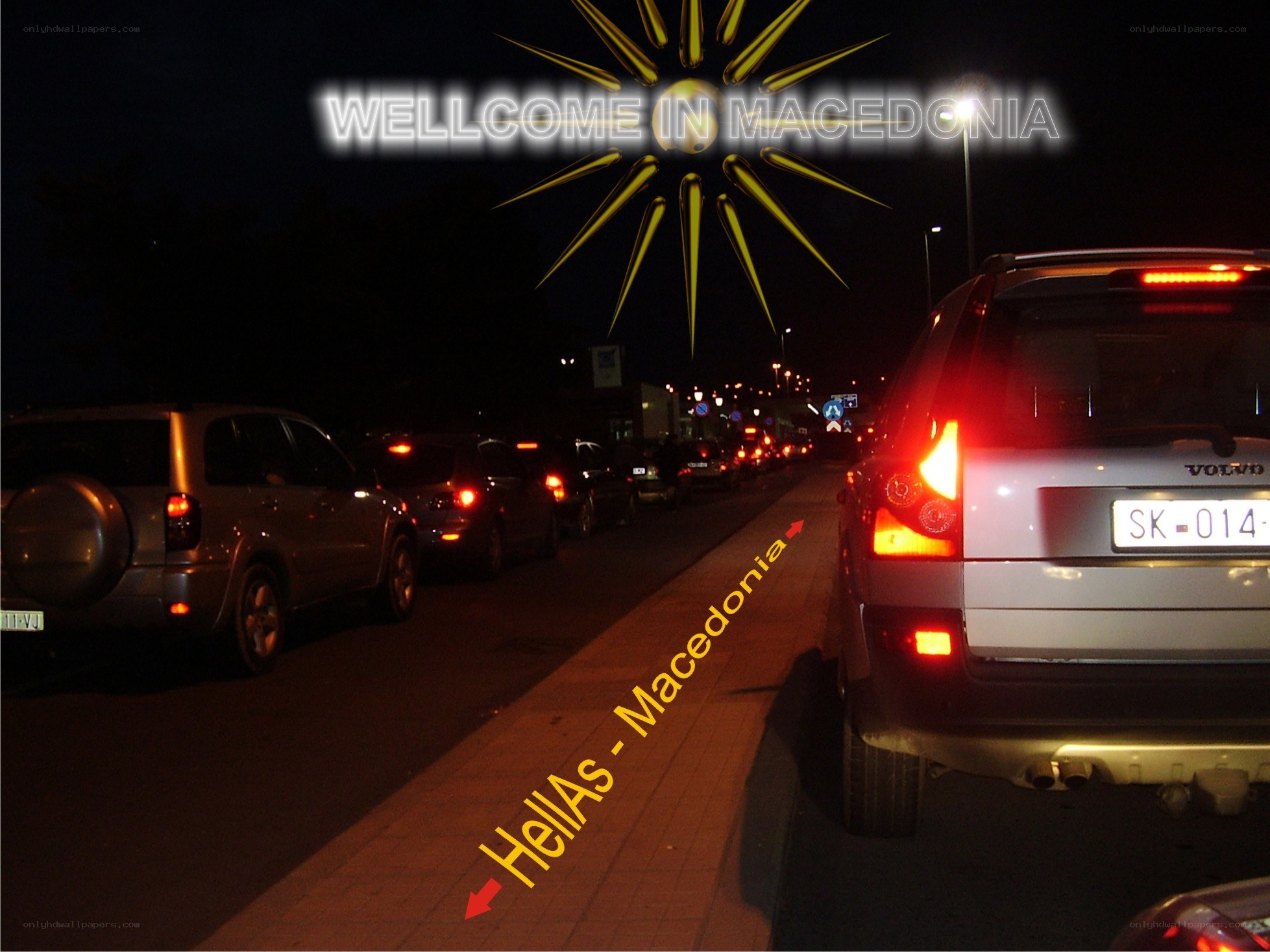 Traffic at night in Macedonia