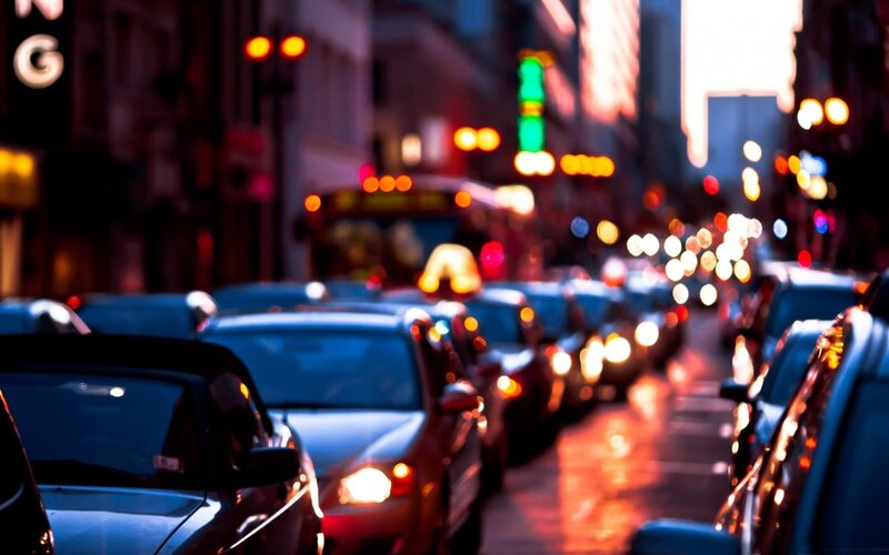 Traffic Jam at Dusk