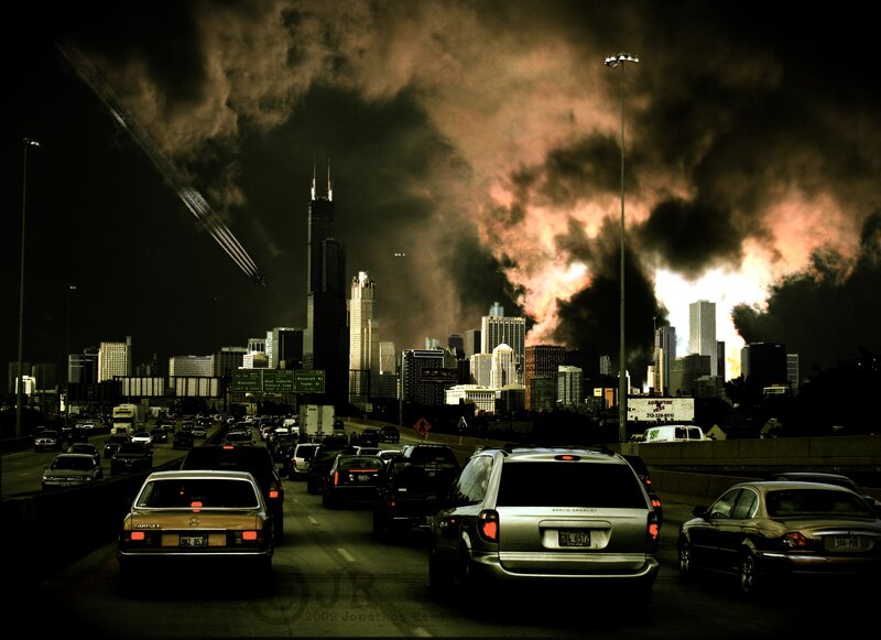 Traffic Jam in City — Black