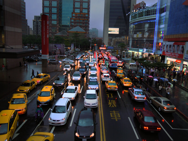 Traffic Jam in City — Yellow, Dramatic