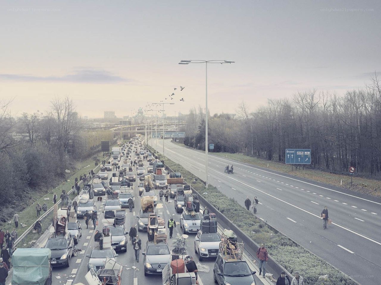 Traffic jam on a highway