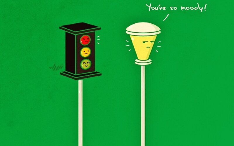 Traffic Light and Street Lamp