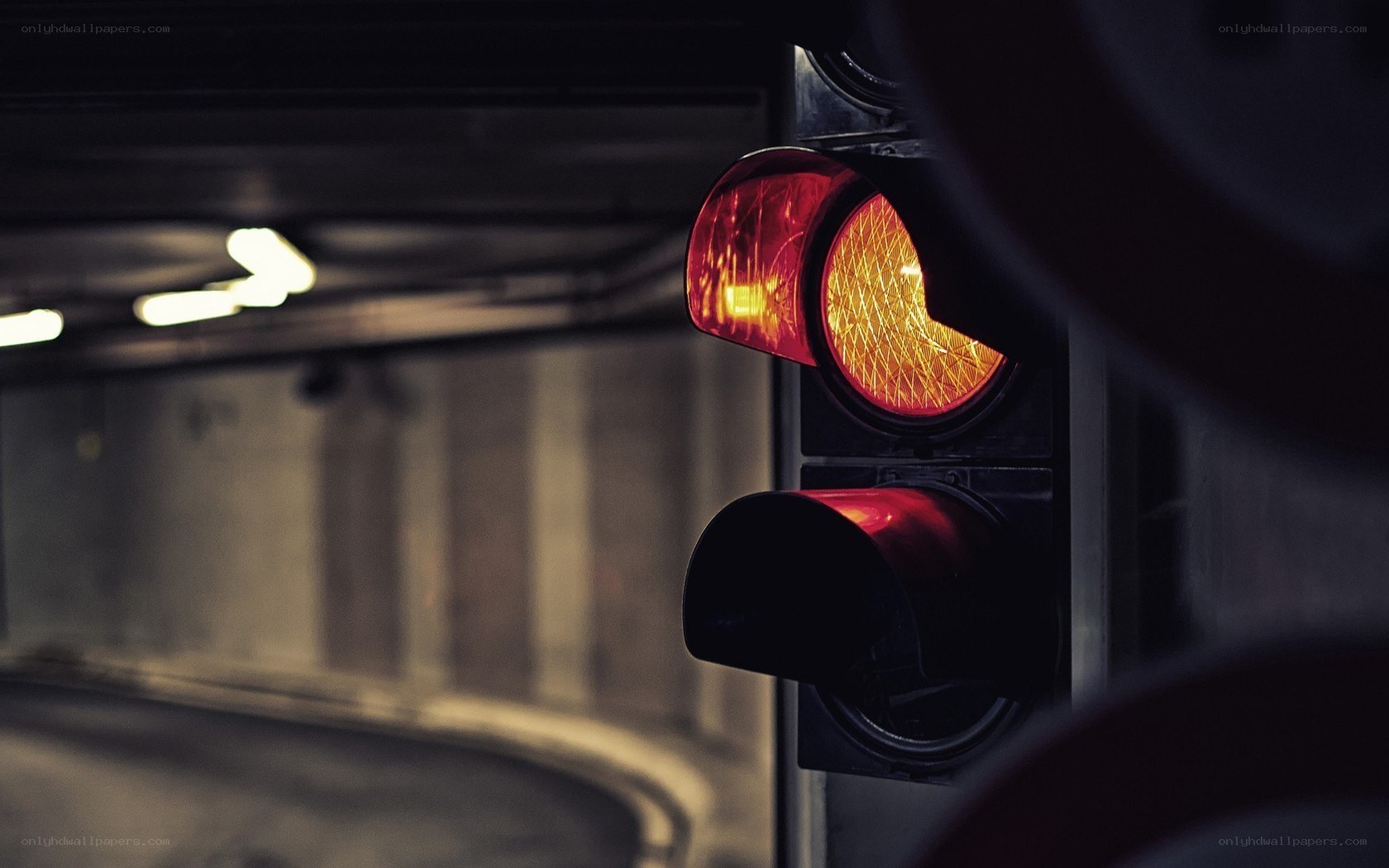 Traffic light in underground tunnel