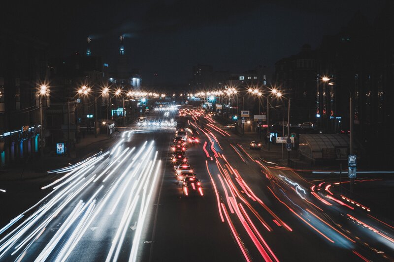 Traffic Light Trails at Night