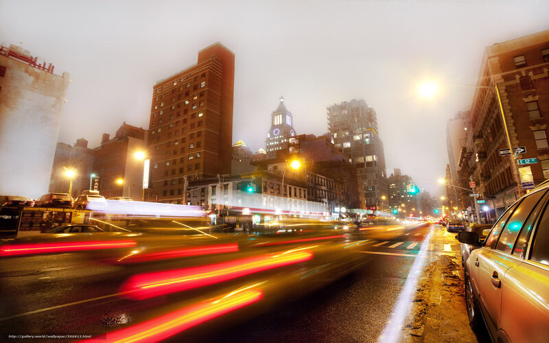 Traffic Light Trails in City