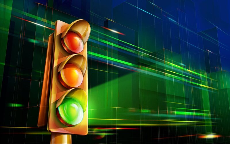 traffic light with digital background