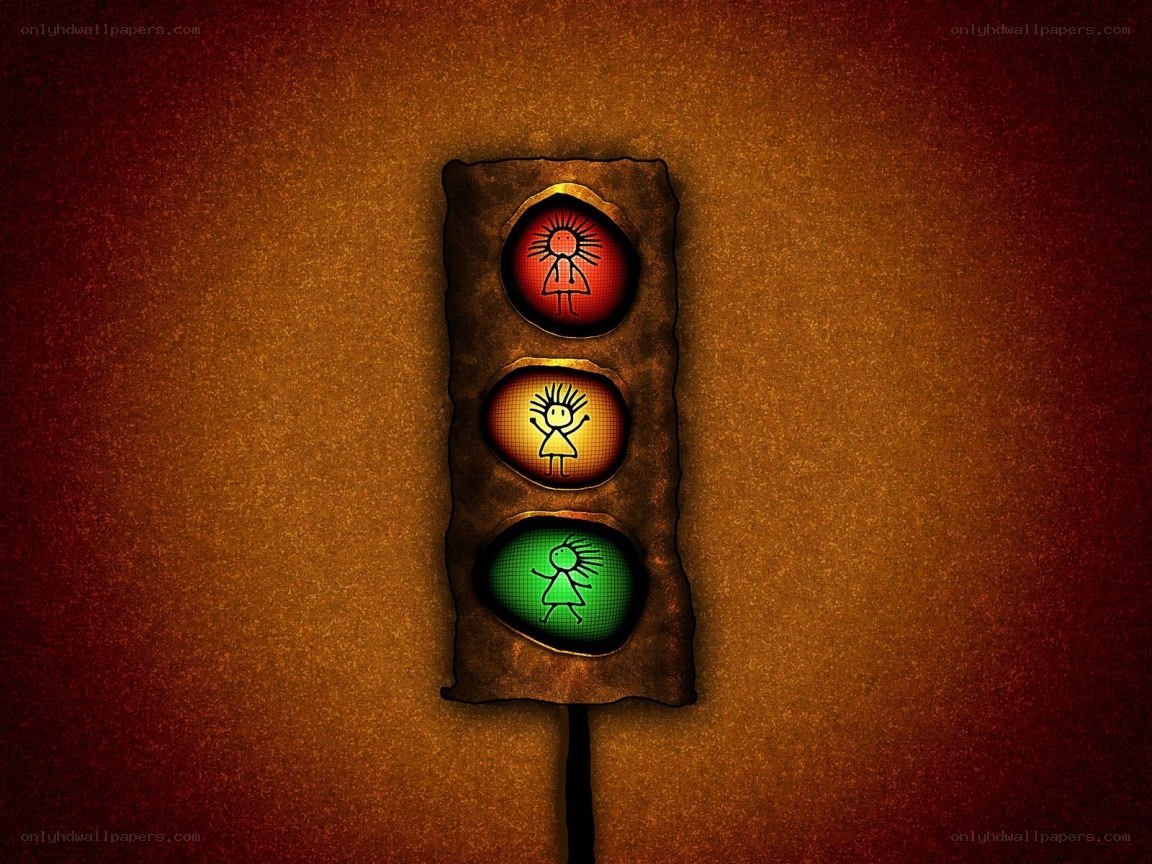 traffic light with stick figures