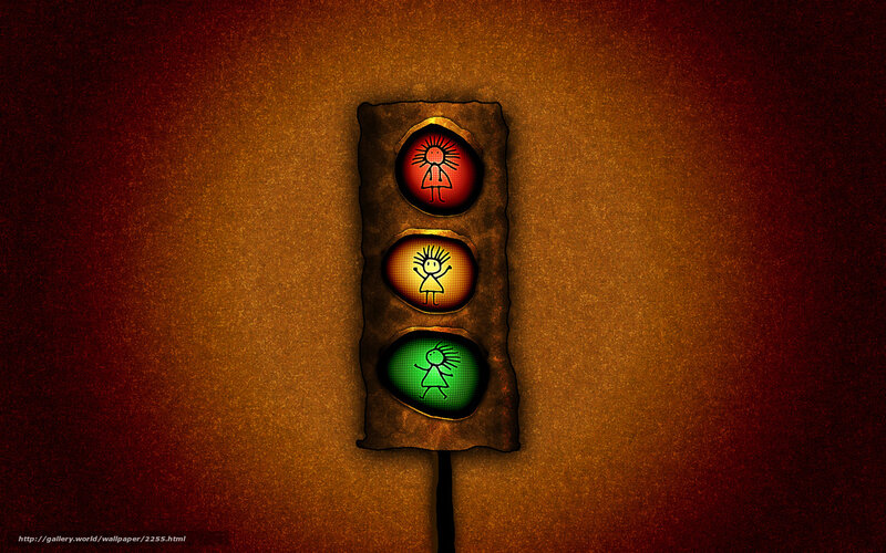 traffic light with stick figures