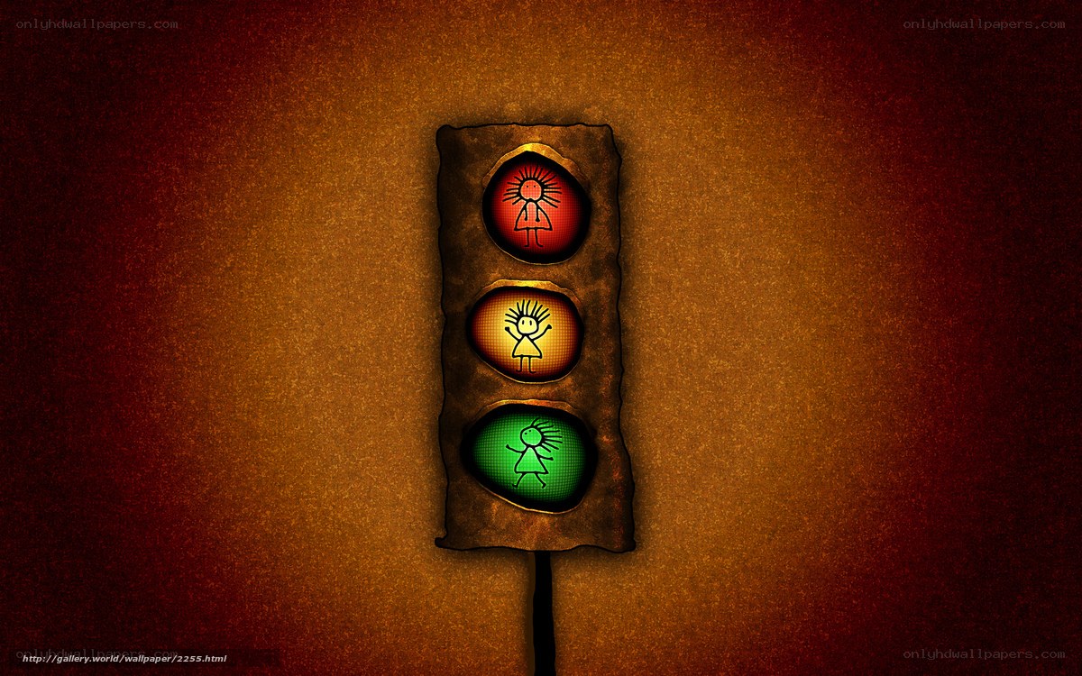 traffic light with stick figures