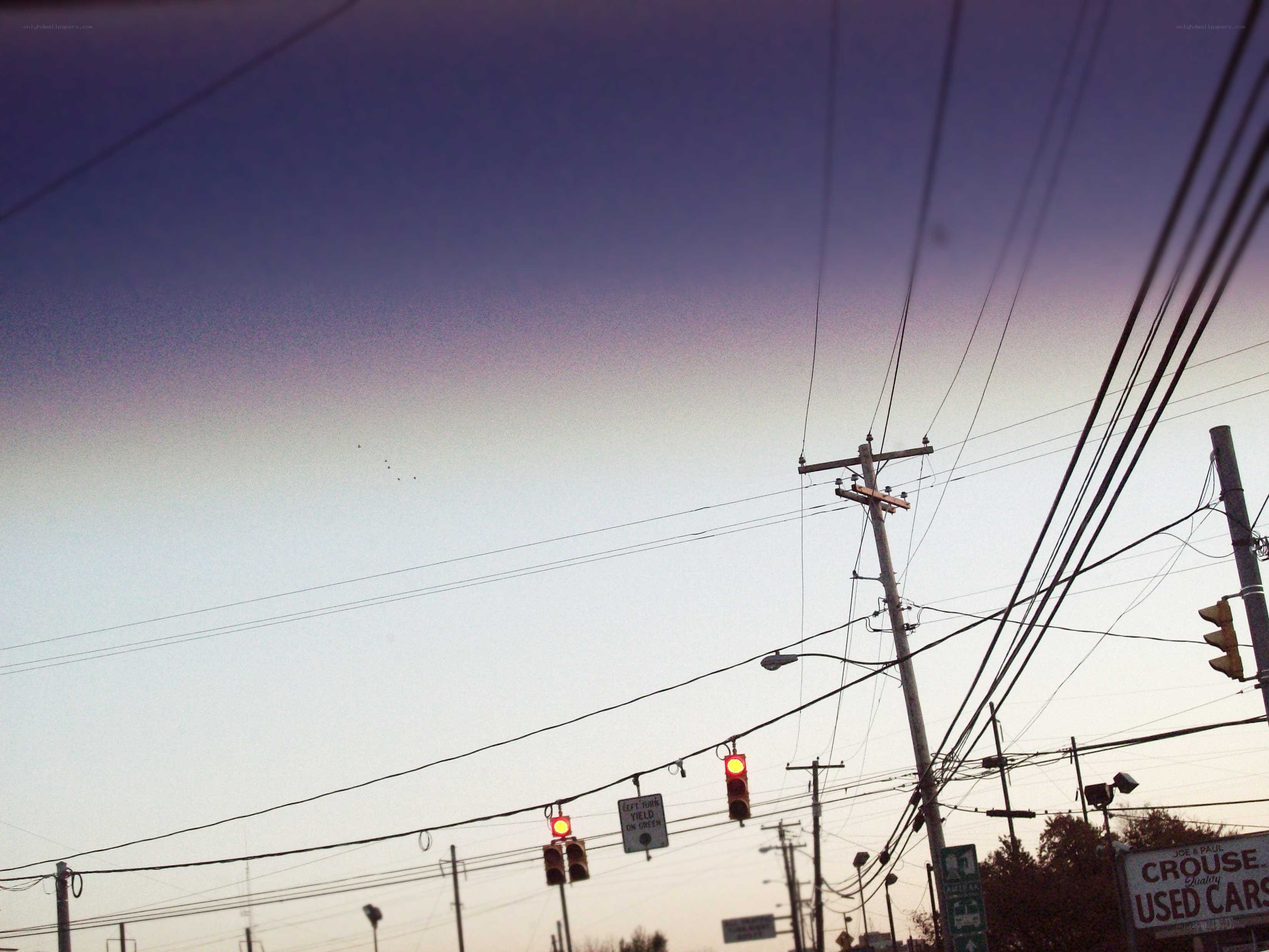 traffic lights at dusk