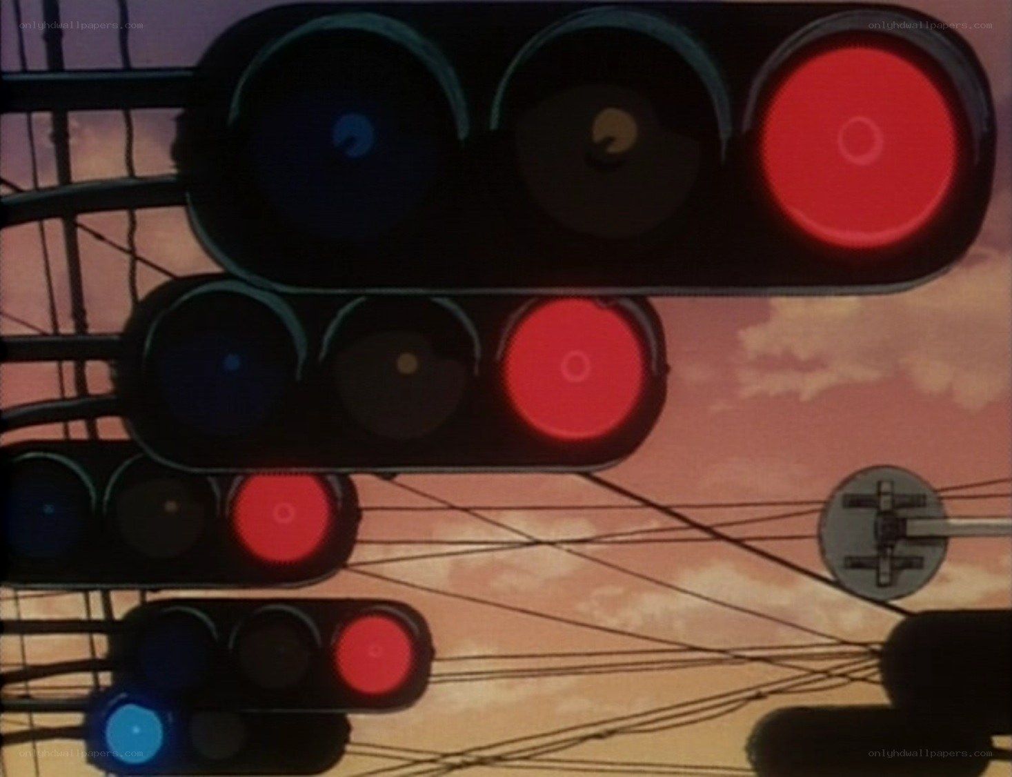 traffic lights at dusk