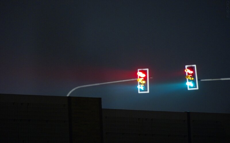 Traffic lights at night