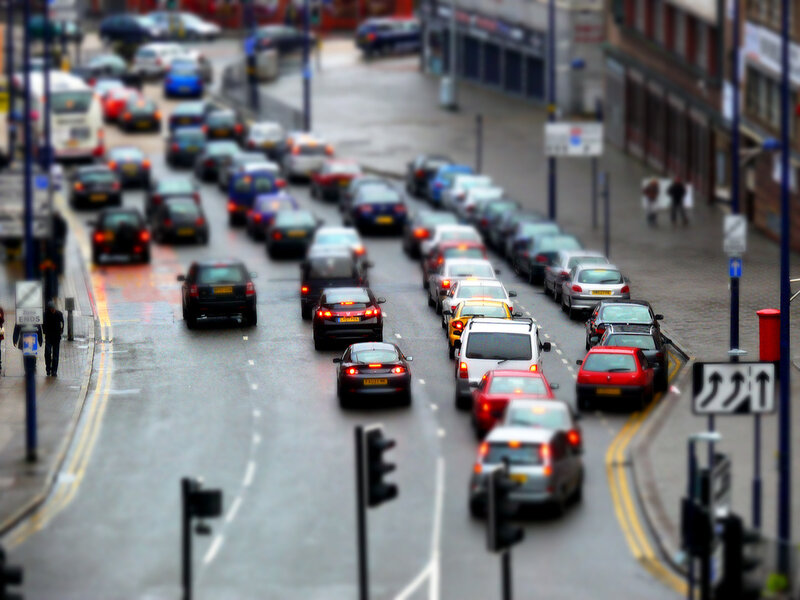 Traffic on a busy city street