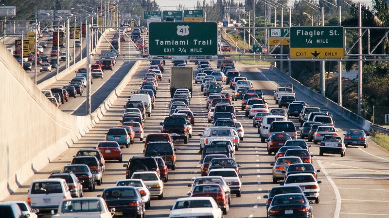 Traffic on a busy highway