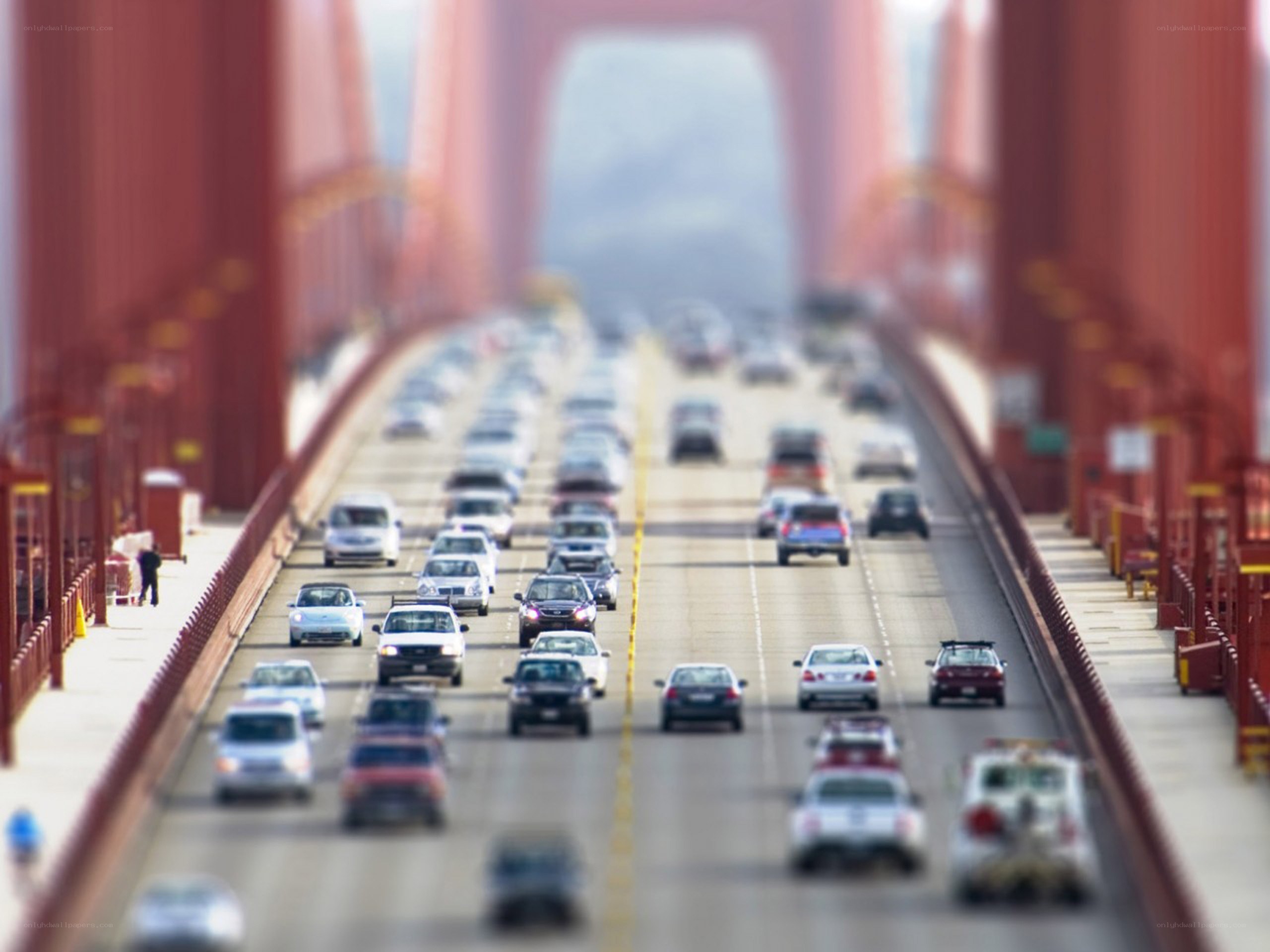 Traffic on a famous bridge