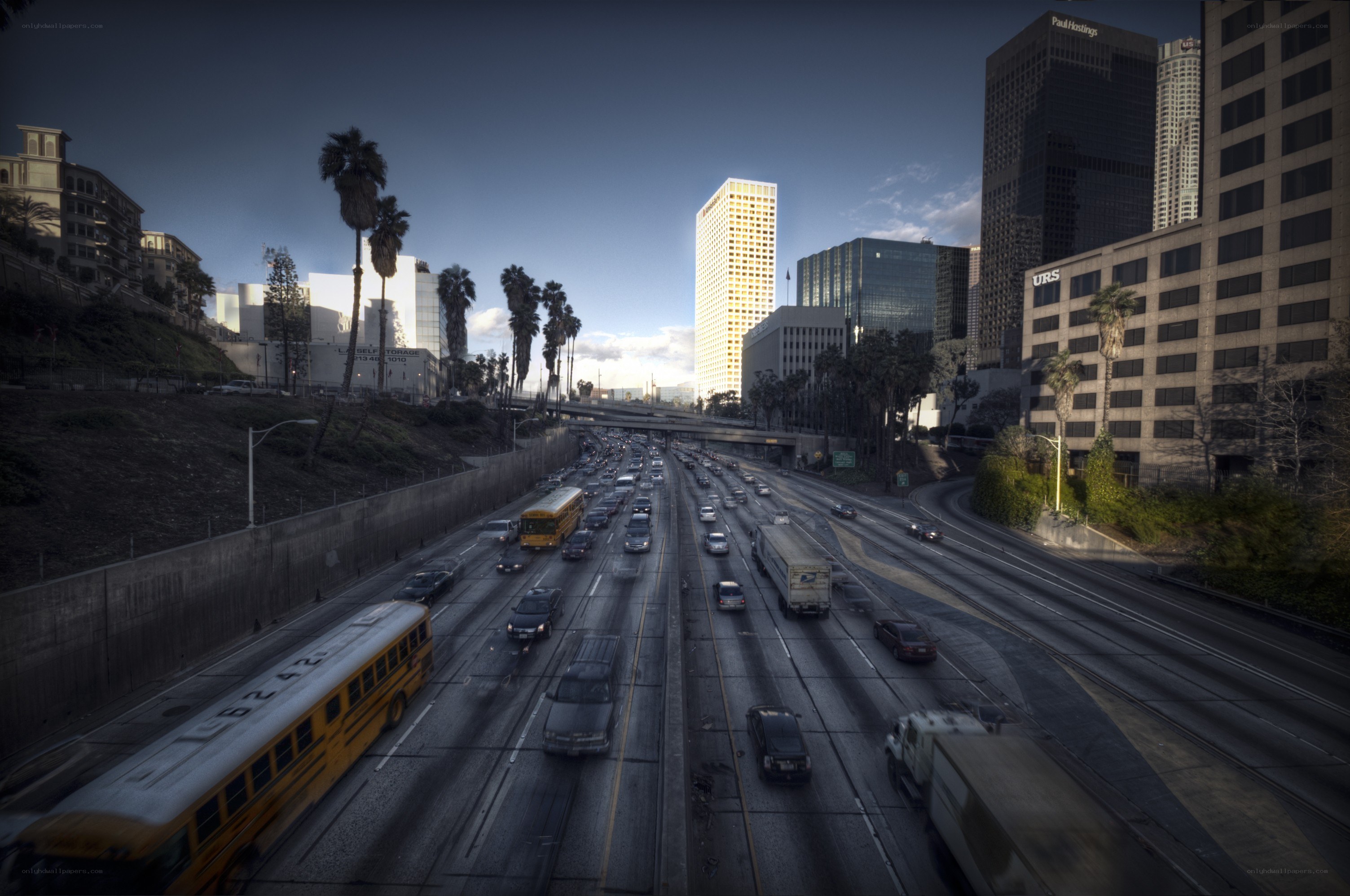 Traffic on a Los Angeles freeway