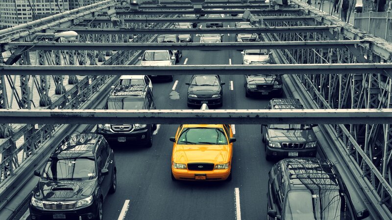Traffic on a steel bridge