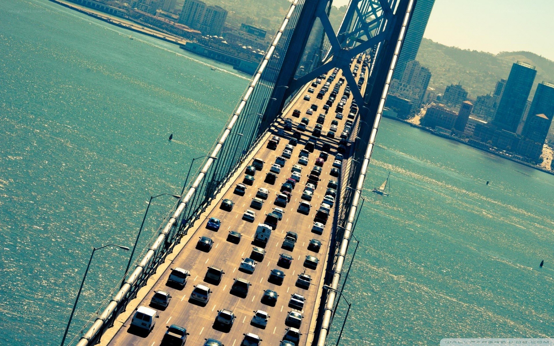 Traffic on a suspension bridge